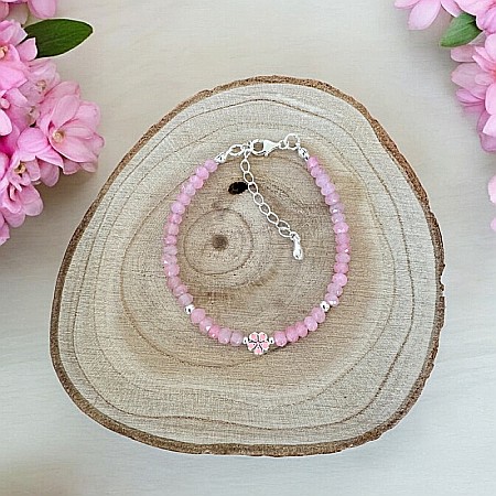 Bratara argint eleganta Anita din cristale de Jad Roz si accesorii din argint 925 [2]