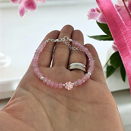 Bratara argint eleganta Anita din cristale de Jad Roz si accesorii din argint 925 [7]