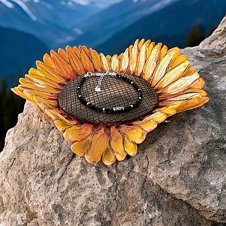 Bratara argint handmade dama Chiara cu cristale de Spinel Negru ❤️ [5]