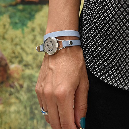 Bratara Aromaterapie, Curea din Piele Ecologica Bleu, Dubla, Live by Faith [2]