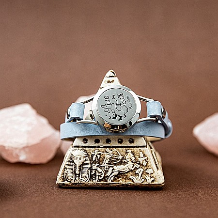 Bratara Aromaterapie, Curea din Piele Ecologica Bleu, Dubla, Live by Faith [6]