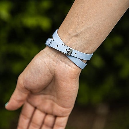 Bratara Aromaterapie, Curea din Piele Ecologica Bleu, Dubla, Live by Faith [4]