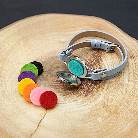 Bratara Aromaterapie, Curea din Piele Ecologica Bleu, Dubla, Live by Faith [5]