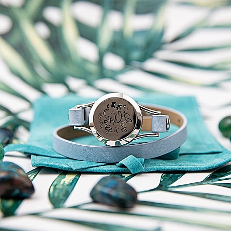 Bratara Aromaterapie, Curea din Piele Ecologica Bleu, Dubla, Live by Faith [1]