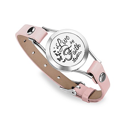 Bratara aromaterapie pentru uleiuri esentiale - Bratara Aromaterapie, Curea din Piele Ecologica Bleu, Simpla, Live by Faith