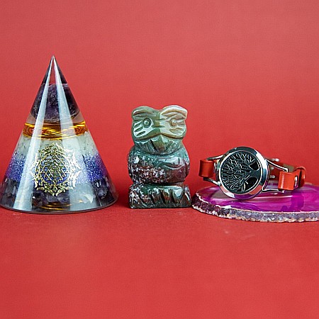 Bratara Aromaterapie, Curea din Piele Ecologica, Rosie, Simpla, cu Model Tree of Life [4]