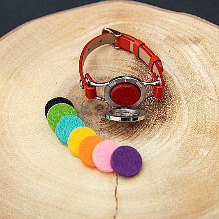 Bratara Aromaterapie, Curea din Piele Ecologica, Rosie, Simpla, cu Model Tree of Life [6]