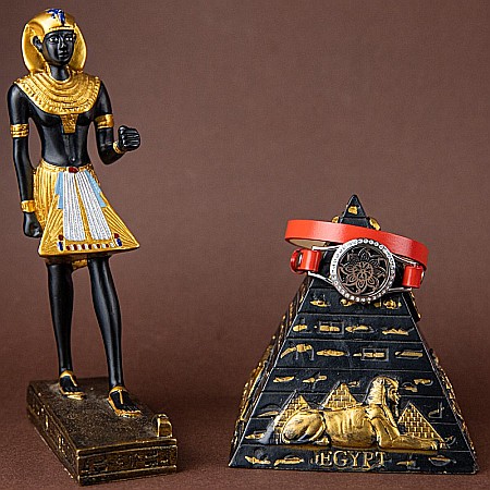 Bratara Aromaterapie, Curea din Piele Ecologica, Rosie, Dubla, cu Model Mandala Flower cu Zircon [5]