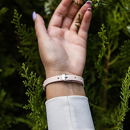 Bratara Aromaterapie, Curea din Piele Ecologica, Roz, Simpla, cu Model Mandala Vibes [2]