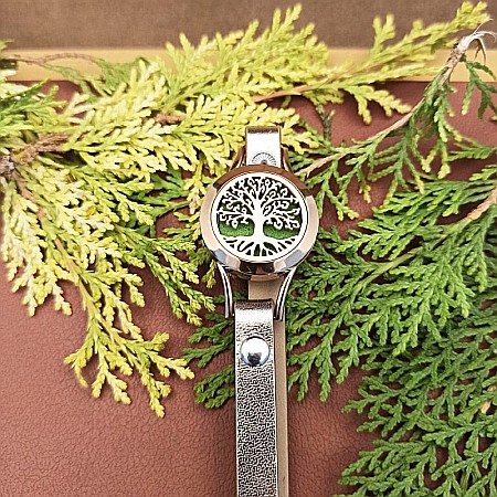 Bratara Aromaterapie Uleiuri Esentiale, Curea din Piele Ecologica, Aurie, Dubla, cu Medalion Copacul Vietii Rose Gold [4]