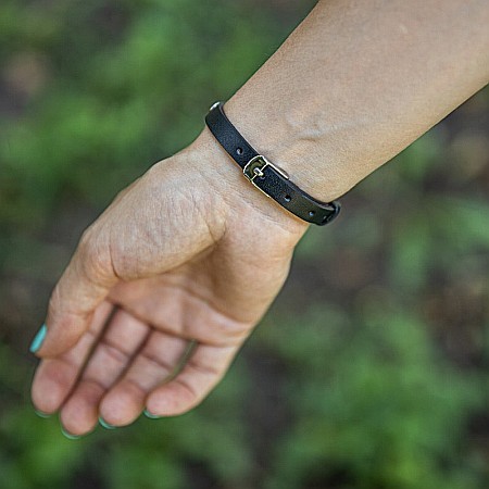 Bratara Aromaterapie Uleiuri Esentiale, Curea din Piele Ecologica, Neagra, Simpla, cu Model Tree of Life cu Zircon [2]