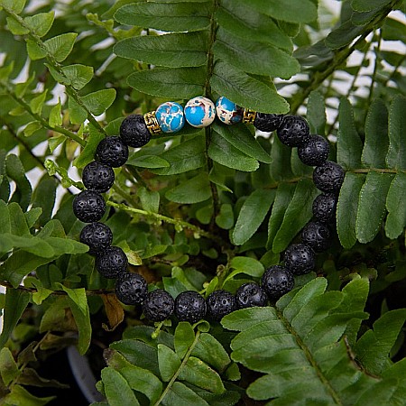 Bratara “AZUR” din Pietre de Lava (Vulcanice) si Pietre Compozite Turcoaz [4]