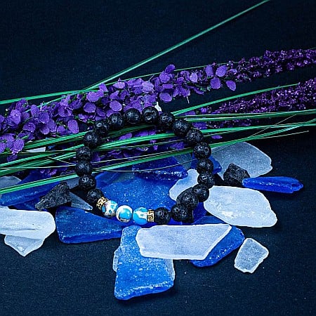 Bratara “AZUR” din Pietre de Lava (Vulcanice) si Pietre Compozite Turcoaz