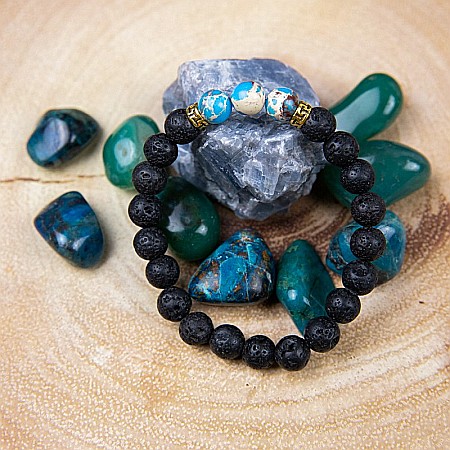 Bratara “AZUR” din Pietre de Lava (Vulcanice) si Pietre Compozite Turcoaz [1]