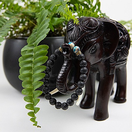 Bratara “AZUR” din Pietre de Lava (Vulcanice) si Pietre Compozite Turcoaz [2]