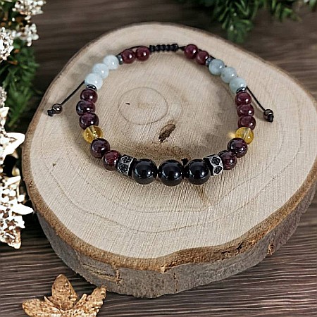 Bratara barbati cristale Benet cu Obsidian, Granat, Citrin, Acvamarin si Hematit [3]
