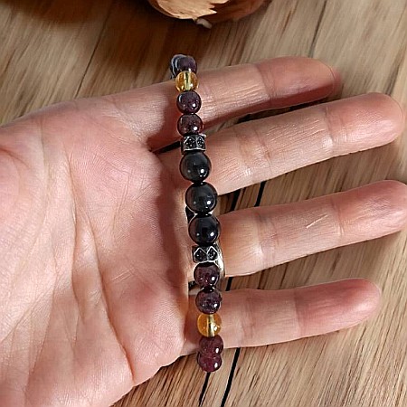 Bratara barbati cristale Benet cu Obsidian, Granat, Citrin, Acvamarin si Hematit [1]