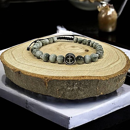 Bratari snur barbati - Bratara barbati cu snur Creon din cristale Hawk Eye(Ochi de Soim) cu accesorii din inox