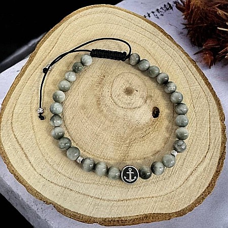 Bratara barbati cu snur Creon din cristale Hawk Eye(Ochi de Soim) cu accesorii din inox [2]