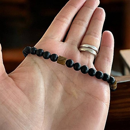 Bratara barbati din Onix negru mat si Ochi de tigru, Nandor [5]