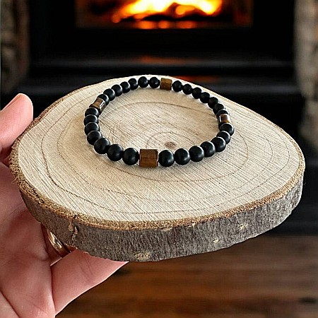 Bratara barbati din Onix negru mat si Ochi de tigru, Nandor [4]