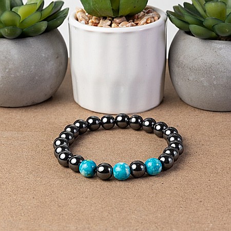 Bratara barbati Divit din Hematit si Piatra Naturala Jasp Rain, sfere de 8mm [1]