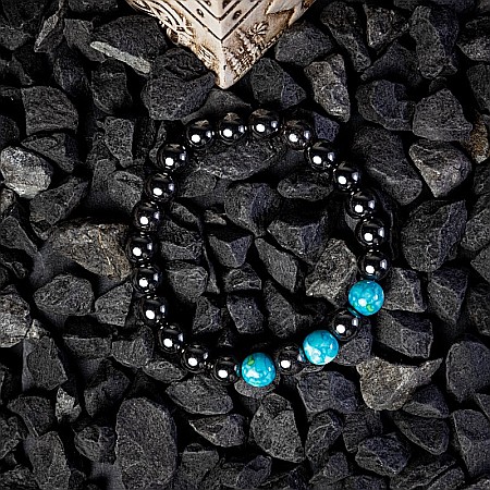 Bratara barbati Divit din Hematit si Piatra Naturala Jasp Rain, sfere de 8mm [4]