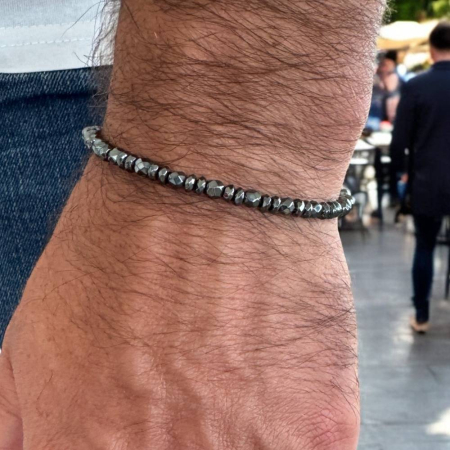 Cristale dupa culoare - Bratara barbati eleganta din hematit fatetat Leander pe elastic