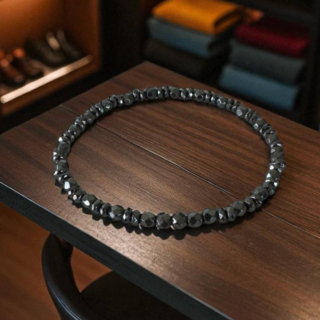 Bratara barbati eleganta din hematit fatetat Leander pe elastic [5]