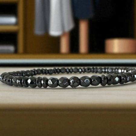 Bratara barbati eleganta din hematit fatetat Leander pe elastic [4]