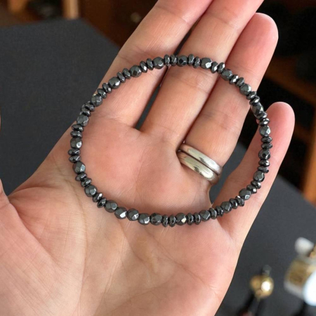 Bratara barbati eleganta din hematit fatetat Leander pe elastic [2]