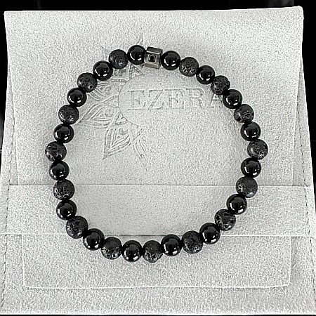 Bratara barbati eleganta Jamil din Onix si Piatra de Lava [2]