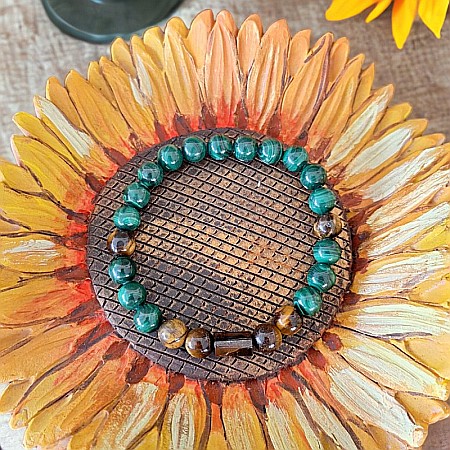 Bratara barbati Hajari din cristale de Malachit Natural si Ochi de Tigru [1]