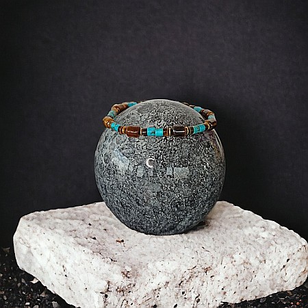 Bratara barbati Kaanan din cristale de Ochi de Tigru si Sediment Marin de Jasp Turcoaz [2]