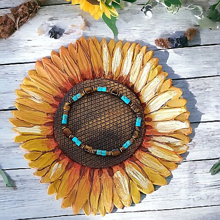 Bijuterii Jasp - Bratara barbati Kaanan din cristale de Ochi de Tigru si Sediment Marin de Jasp Turcoaz