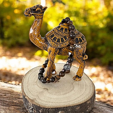 Bratara barbati Karan din Ochi de Tigru si Bronzit cu charm din Inox [2]