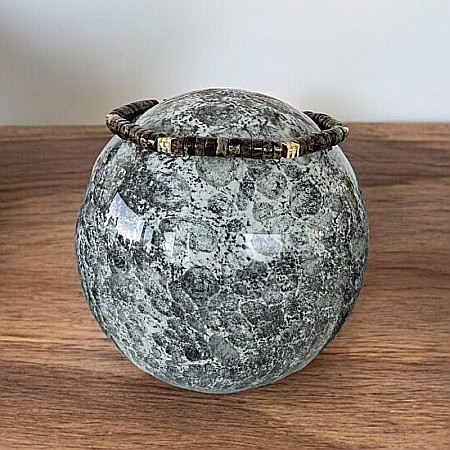 Bratara Barbati Kunal din Sediment Marin de Jasp negru cu accesorii din Cupru aurit [3]