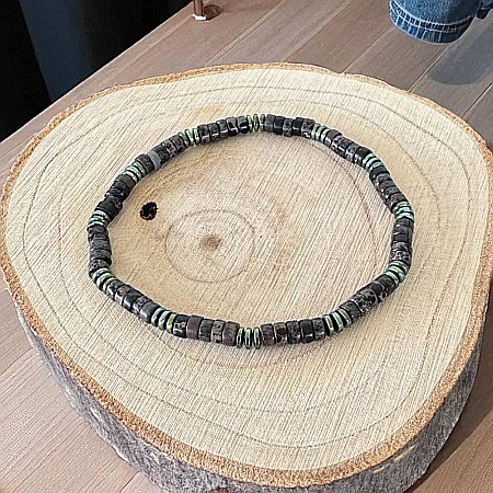 Bijuterii Jasp - Bratara barbati Lysander cu rondele de sediment marin si hematit, pe elastic