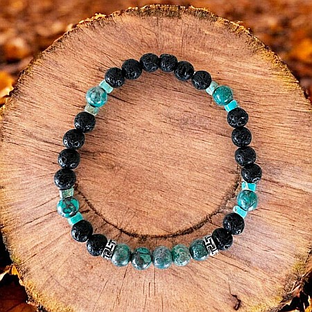 Bratara barbati Nair din piatra de lava si turcoaz American cu accesorii din inox [4]