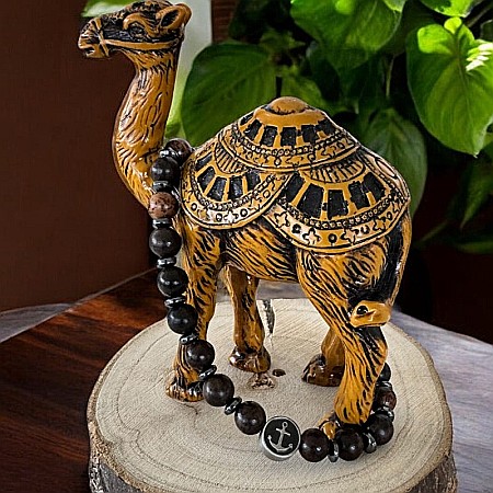 Bratara barbati Neel din Lemn de Santal cu Hematit si charm din inox [2]