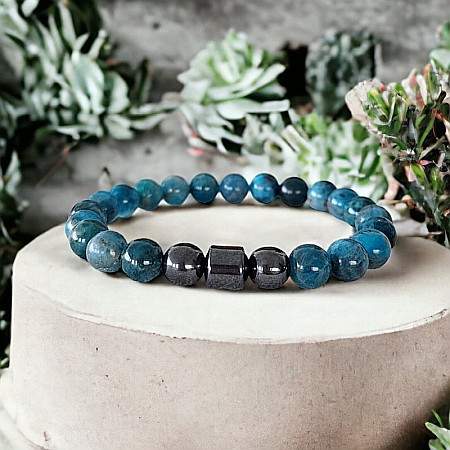 Bijuterii Hematit - Bratara Barbati pietre naturale Shaan din Apatit si Hematit, margele de 8mm