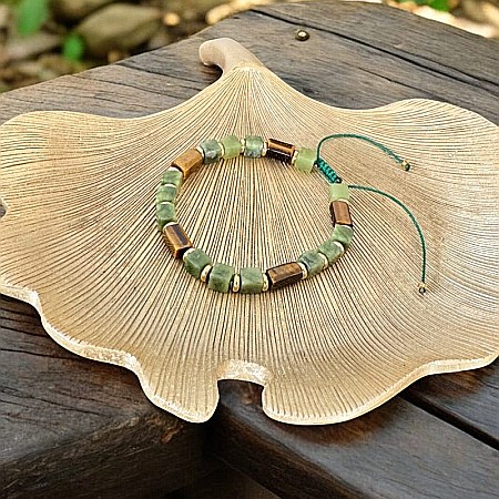 Bratara barbati reglabila Andy din Cristale de Jad Verde si Ochi de tigru [5]