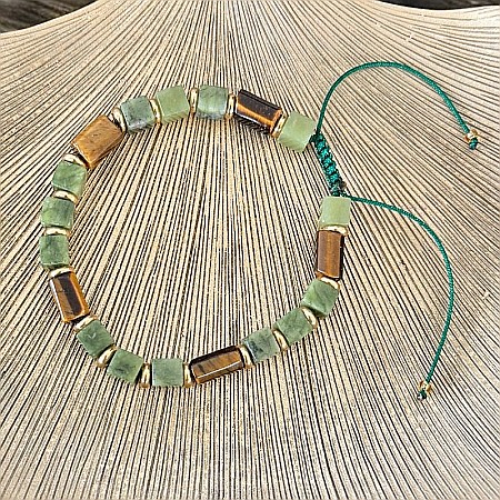 Bratara barbati reglabila Andy din Cristale de Jad Verde si Ochi de tigru [4]