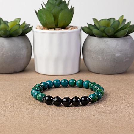 Bratara barbati Samar din pietre semipretioase Pheonix Stone si Obsidian, sfere de 8mm [1]