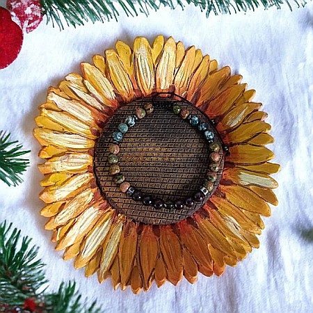 Bratara barbati snur Clyde din cristale de Granat, Unakit, Moss Agate, Cuart Fumuriu [6]