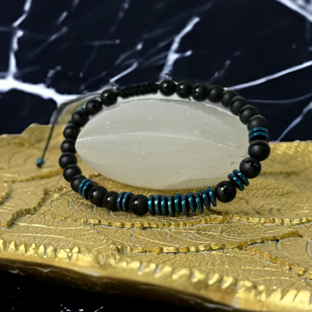 Bratara barbati snur Jude din cristale de Agat si Hematit [6]