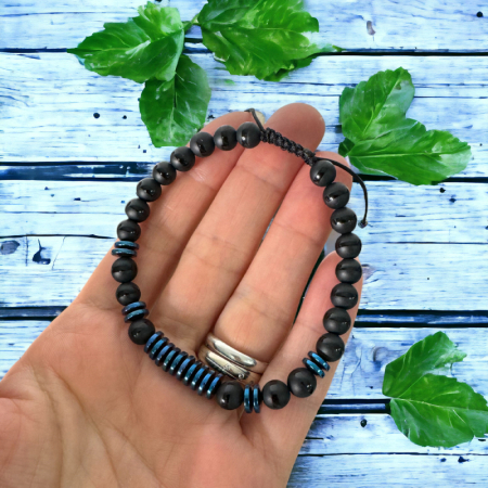 Bratara barbati snur Jude din cristale de Agat si Hematit [5]