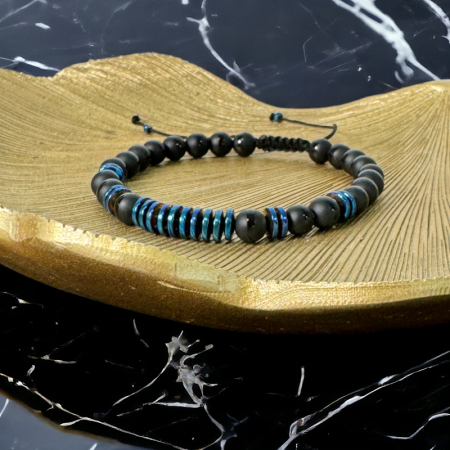 Bratara barbati snur Jude din cristale de Agat si Hematit [10]