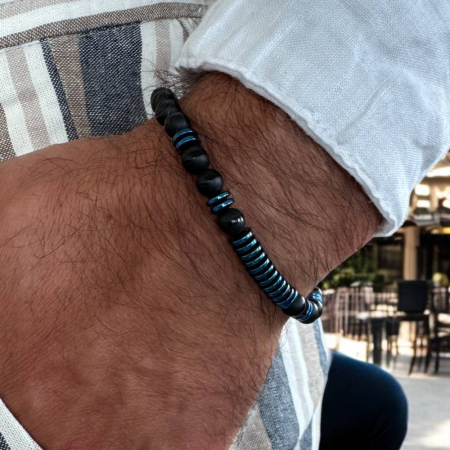 Bratara barbati snur Jude din cristale de Agat si Hematit [2]