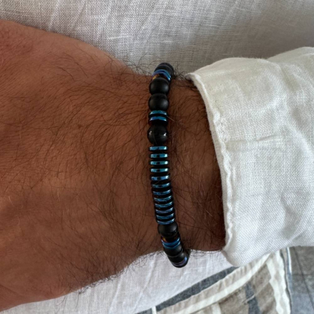 Bratara barbati snur Jude din cristale de Agat si Hematit [1]